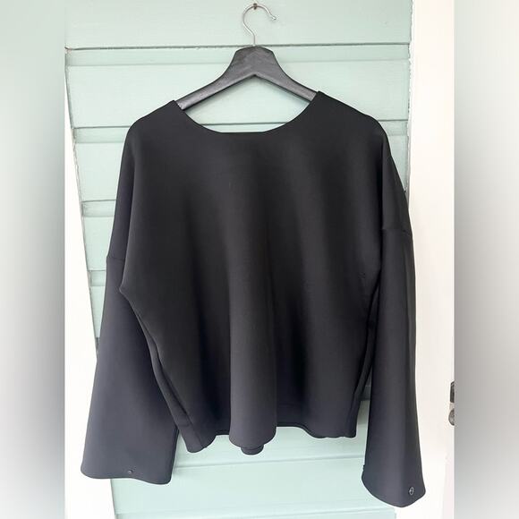 ADAY Black Scuba Stretch Waste Not Collarless Jacket zip up fall thick Size L - Picture 8 of 11